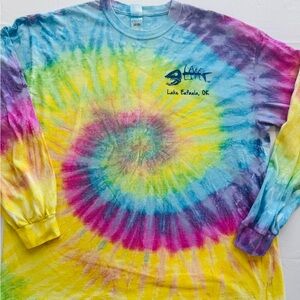 Colortone Tie-Dye Long-Sleeve T-Shirt, Lake Life…Lake Eufaula OK, XL